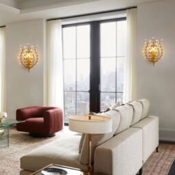 Garwarm Crystal Steel Flush Mounted Sconce in Gold - thumbnail 9
