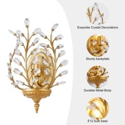 Garwarm Crystal Steel Flush Mounted Sconce in Gold - thumbnail 4