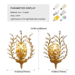 Garwarm Crystal Steel Flush Mounted Sconce in Gold - thumbnail 5