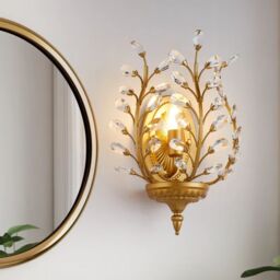 Garwarm Crystal Steel Flush Mounted Sconce in Gold - thumbnail 1