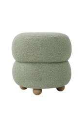 Living and Home Round Teddy Fleece Upholstered Footstool in Green - thumbnail 8