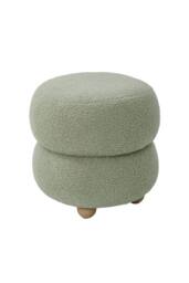 Living and Home Round Teddy Fleece Upholstered Footstool in Green - thumbnail 9