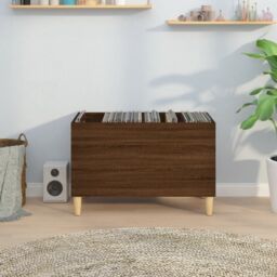 Berkfield Home Record Cabinet Brown Oak 74.5x38x48 cm Engineered Wood - thumbnail 3