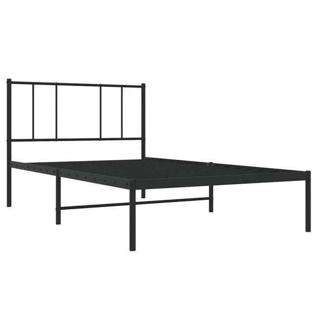 Berkfield Home Metal Bed Frame with Headboard Black 90x190 cm Single - image 1