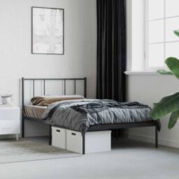 Berkfield Home Metal Bed Frame with Headboard Black 90x190 cm Single - thumbnail 4