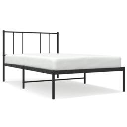 Berkfield Home Metal Bed Frame with Headboard Black 90x190 cm Single - thumbnail 3