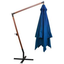 Berkfield Home Hanging Parasol with Pole Azure Blue 3x3 m Solid Fir Wood - thumbnail 3