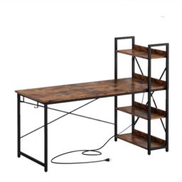Hygrad Built to Survive 4 Tier Wooden Shelves Study Writing Table Desk Work Station in Brown