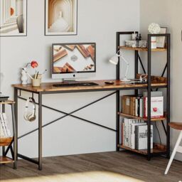 Hygrad Built to Survive 4 Tier Wooden Shelves Study Writing Table Desk Work Station in Brown - thumbnail 6