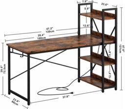 Hygrad Built to Survive 4 Tier Wooden Shelves Study Writing Table Desk Work Station in Brown - thumbnail 7