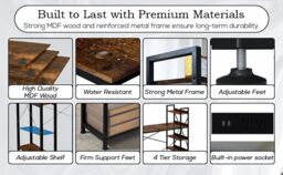Hygrad Built to Survive 4 Tier Wooden Shelves Study Writing Table Desk Work Station in Brown - thumbnail 8