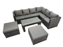 Fimous Garden Furniture Set with Chair 2 Big Stools Dark Grey Mixed - thumbnail 1