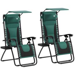 OUTSUNNY 2 Pcs Zero Gravity Lounger Chair, Folding Reclining Chair, Green - Size: 2 Pack - thumbnail 2