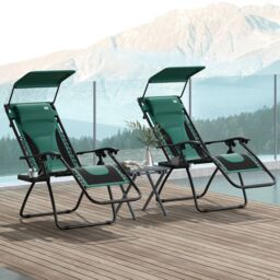 OUTSUNNY 2 Pcs Zero Gravity Lounger Chair, Folding Reclining Chair, Green - Size: 2 Pack - thumbnail 1