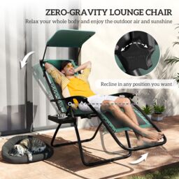 OUTSUNNY 2 Pcs Zero Gravity Lounger Chair, Folding Reclining Chair, Green - Size: 2 Pack - thumbnail 4