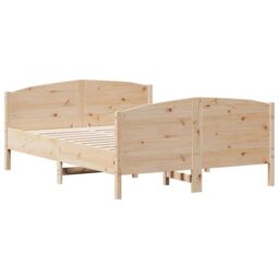Berkfield Home Bed Frame without Mattress 140x190 cm Solid Wood Pine in Brown - thumbnail 3