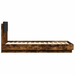 Berkfield Home Soft Bed Frame without Mattress Smoked Oak 90x190 cm Single in Brown - thumbnail 5