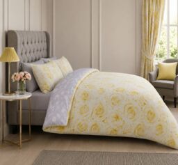 Smart Living Printed Polycotton Bellerose Duvet Cover With Pillowcases in Gold - Size: Single - thumbnail 2