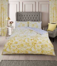 Smart Living Printed Polycotton Bellerose Duvet Cover With Pillowcases in Gold - Size: Single