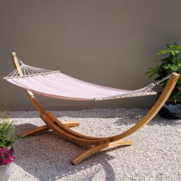 Primrose Blush Hammock with Natural Wooden Stand in Pink - thumbnail 1