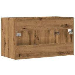 Berkfield Home Bathroom Sink Cabinet Artisan Oak 90x38.5x46 cm Engineered Wood in Brown - thumbnail 6