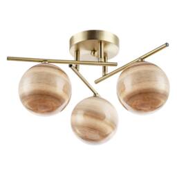 Happy Homewares Modern Antique Brass Ceiling Light with Amber Tone Marble Glass Shades in Metallic Gold - thumbnail 2