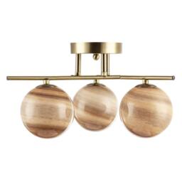 Happy Homewares Modern Antique Brass Ceiling Light with Amber Tone Marble Glass Shades in Metallic Gold - thumbnail 5