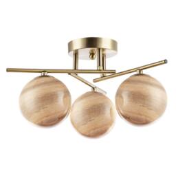Happy Homewares Modern Antique Brass Ceiling Light with Amber Tone Marble Glass Shades in Metallic Gold - thumbnail 3