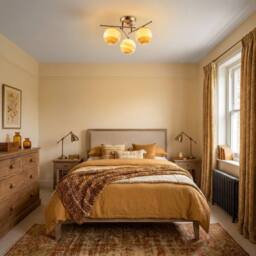 Happy Homewares Modern Antique Brass Ceiling Light with Amber Tone Marble Glass Shades in Metallic Gold - thumbnail 6