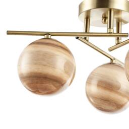 Happy Homewares Modern Antique Brass Ceiling Light with Amber Tone Marble Glass Shades in Metallic Gold - thumbnail 8