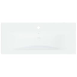 Berkfield Home Built-in Basin with Faucet 91x39x18 cm Ceramic White - Size: 91 x 39 x 18 cm - thumbnail 8