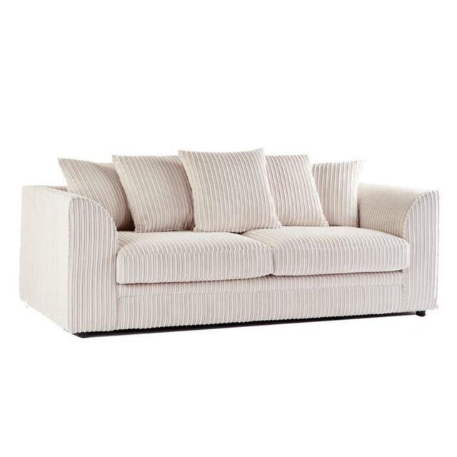 Furnishings For Less UK Luxor Jumbo Cord Fabric 3 Seater Sofa in Cream - image 1