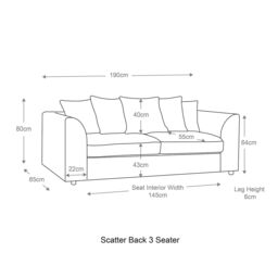 Furnishings For Less UK Luxor Jumbo Cord Fabric 3 Seater Sofa in Cream - thumbnail 2