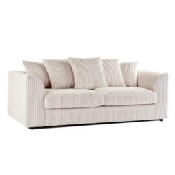Furnishings For Less UK Luxor Jumbo Cord Fabric 3 Seater Sofa in Cream - thumbnail 1