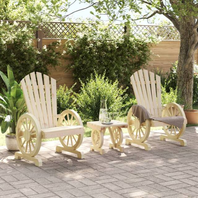 Berkfield Home Beautiful 3 Piece Garden Lounge Set Solid Wood Fir in Light Tan - image 1