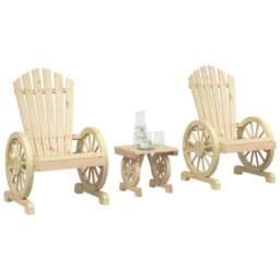 Berkfield Home Beautiful 3 Piece Garden Lounge Set Solid Wood Fir in Light Tan - thumbnail 2