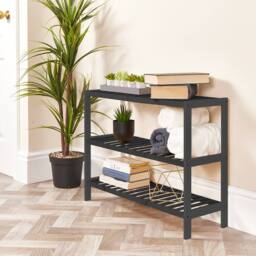 Keplin 3-Tier Bamboo Shoe Rack - Wooden Shoe Organiser with Large Capacity in Black - thumbnail 7