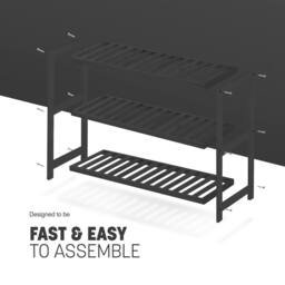 Keplin 3-Tier Bamboo Shoe Rack - Wooden Shoe Organiser with Large Capacity in Black - thumbnail 5