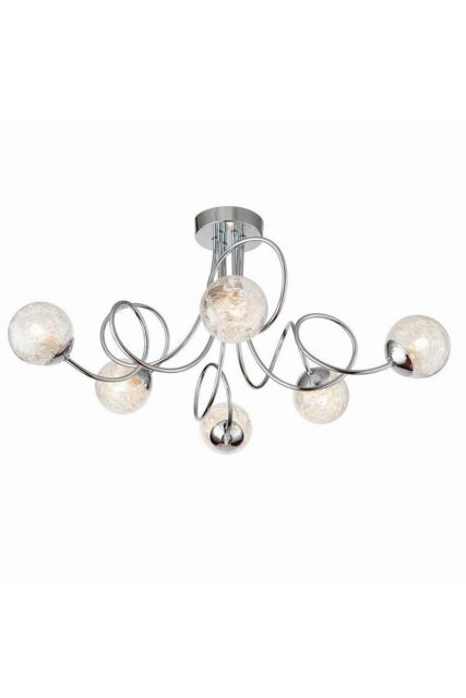 Netlighting Auria LED 6 Light Semi flush Chrome With Chrome Wire Bead Shade G9 in Grey - image 1
