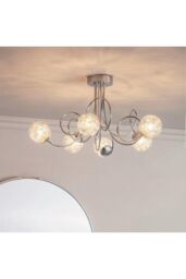 Netlighting Auria LED 6 Light Semi flush Chrome With Chrome Wire Bead Shade G9 in Grey - thumbnail 2