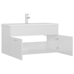 Berkfield Home Sink Cabinet with Built-in Basin High Gloss White Engineered Wood - thumbnail 5