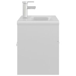 Berkfield Home Sink Cabinet with Built-in Basin High Gloss White Engineered Wood - thumbnail 4