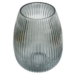 Leaf 30cm Smoke Grey Ridged Glass Vase in Green - thumbnail 3