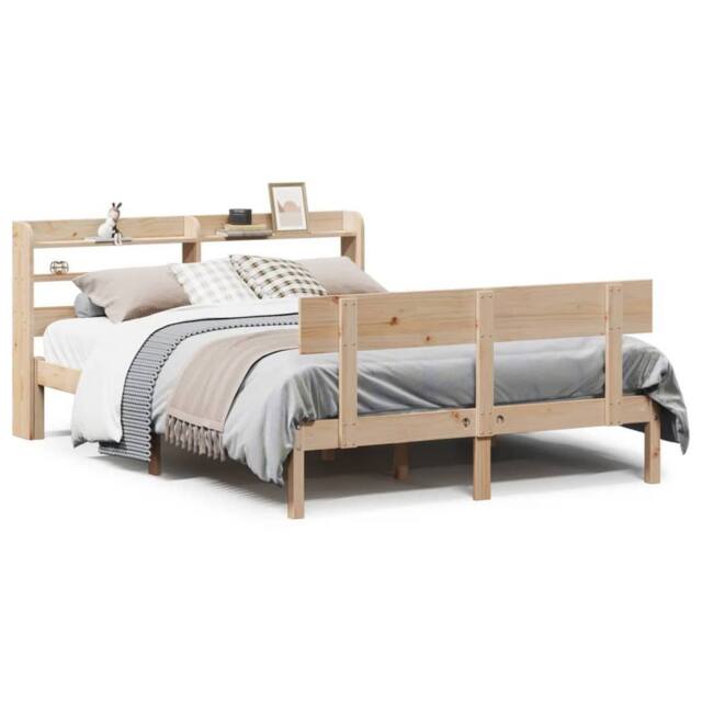 Berkfield Home Bed Frame without Mattress 150x200 cm King Size Solid Wood Pine in Natural - image 1
