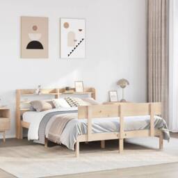 Berkfield Home Bed Frame without Mattress 150x200 cm King Size Solid Wood Pine in Natural - thumbnail 2