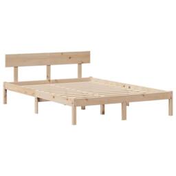 Berkfield Home Bed Frame without Mattress 150x200 cm King Size Solid Wood Pine in Natural - thumbnail 7