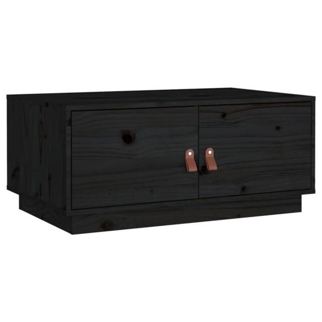 Berkfield Home Coffee Table Black 80x50x35 cm Solid Wood Pine - Size: 80 x 50 x 35 cm - image 1