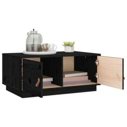 Berkfield Home Coffee Table Black 80x50x35 cm Solid Wood Pine - Size: 80 x 50 x 35 cm - thumbnail 5