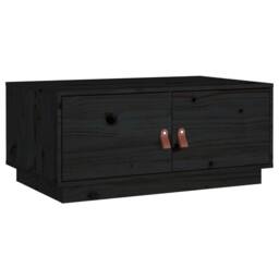 Berkfield Home Coffee Table Black 80x50x35 cm Solid Wood Pine - Size: 80 x 50 x 35 cm