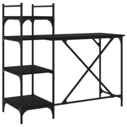 Berkfield Home Decorative Computer Desk with Shelves Black 120x47x109 cm - Size: 120 x 47 x 109 cm - thumbnail 3